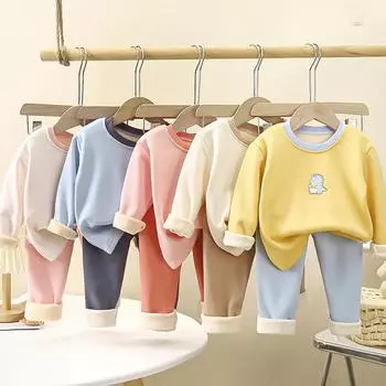 Детский пижамный комплект на осень и зиму для мальчиков и девочек, теплое базовое пальто, домашняя одежда 80cm