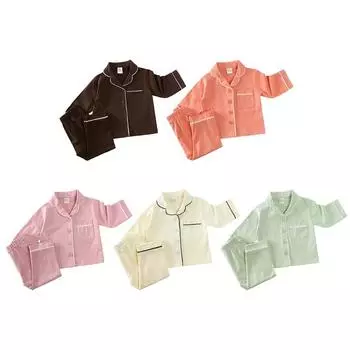 Детский пижамный комплект, рубашка с длинными рукавами и брюки, комплект домашней одежды из двух предметов 100