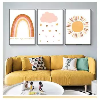 Детский плакат, холст, художественный принт, минималистичные настенные картины, картина в скандинавском стиле, декор для детской комнаты, абстрактная Радуга, детские цитаты 21cm30cm NoFrame