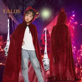 Детский плащ для косплея на Хэллоуин с завязками и капюшоном, свободный, длиной до пола, однотонный, унисекс, сценическое шоу, выступление, ведьмовская накидка 90 cm серый