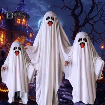Детский плащ-призрак, нарядное платье на Хэллоуин, реквизит для косплея, жуткий костюм с улыбающимся призраком, праздничный костюм S 1