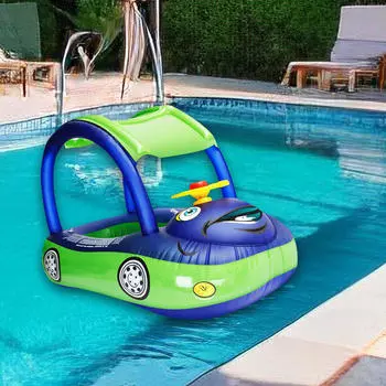 Детский плавательный круг с навесом для автомобиля, лодка для пляжной тематической вечеринки, темно-синий Purple