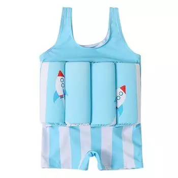 Детский плавучий купальник для маленьких мальчиков, плавучий милый детский плавучий костюм с героями мультфильмов, полосатый жилет для плавания, цельный купальник, купальный костюм, От 2 до 9 лет 120