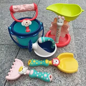 Детский пляжный игрушечный костюм лопата ведро игра с землей детский инструмент для копания песка песок мальчики и девочки морской край сокровища 2-Piece Set Bucket+Shove