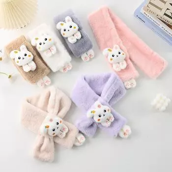 Детский плюшевый шарф: Мягкий, теплый и модный шейный платок для малышей на осень и зиму 80-100cm хаки