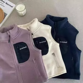 Детский плюшевый жилет для осени и зимы, композитное цельное бархатное пальто 90cm бежевый