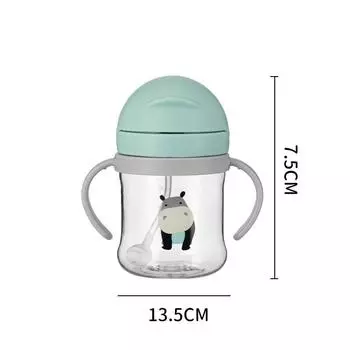Детский поильник 300 мл с трубочкой, непротекающий, с ручками, мультяшная детская бутылочка для малышей