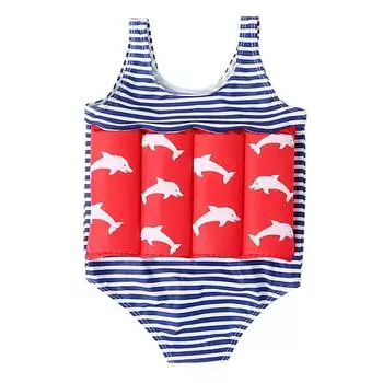 Детский полосатый плавучий купальник для маленьких девочек со съемной плавучестью, милый плавучий костюм в горошек, жилет для плавания, цельный купальник-бикини, купальный костюм, От 2 до 9 лет 110