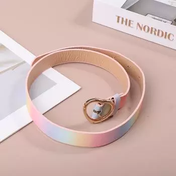 Детский пояс для девочек из искусственной кожи, красочное платье принцессы, военная подготовка, пояс для девочек, джинсовый пояс, пояс с сердечками и люверсами