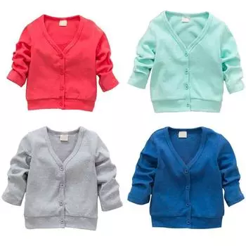 Детский повседневный кардиган с v-образным вырезом для маленьких мальчиков и девочек, хлопковая куртка, пальто, верхняя одежда M