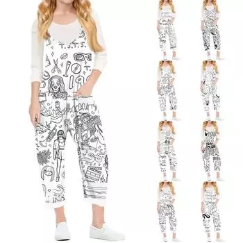 Детский повседневный комбинезон Детский принтованный комбинезон 160 чёрный