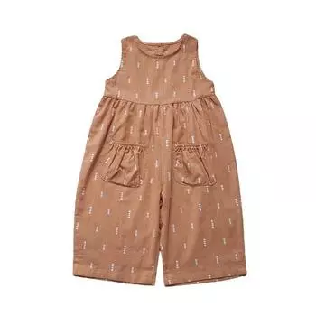 Детский повседневный комбинезон с принтом для девочек, комбинезон без рукавов для маленьких девочек, широкие брюки 110