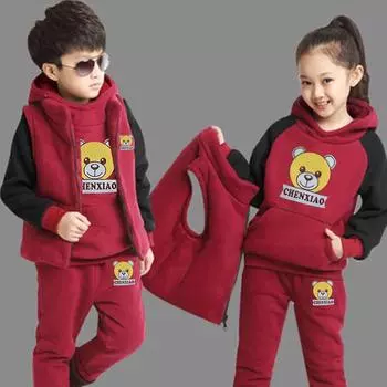 Детский повседневный комплект из трех предметов: толстовка с капюшоном, штаны, жилет, весна-осень 160 чёрный