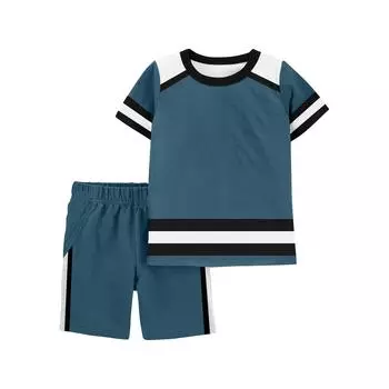 Детский повседневный милый пижамный комплект с полосатым принтом 100