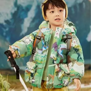 Детский повседневный пуховик с камуфляжным принтом, модный пуховик для мальчиков и девочек 2023 года 100cm