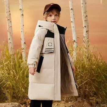 Детский повседневный пуховик, зимняя модная теплая пуховая куртка для мальчиков 120cm