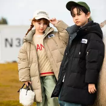 Детский повседневный пуховик, зимняя утепленная теплая куртка для девочек и мальчиков