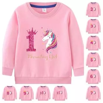Детский повседневный пуловер с номером дня рождения от 1 до 11 лет, толстовка с круглым вырезом и принтом для мальчиков и девочек, весенне-осенняя рубашка с длинными рукавами 90cm