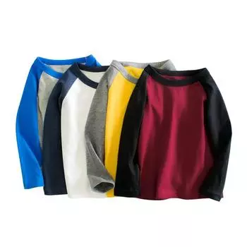 Детский повседневный пуловер с принтом для детей от 1 до 9 лет, футболка с круглым вырезом для мальчиков и девочек, весенне-осенний лоскутный цветной топ с длинными рукавами 90cm белый