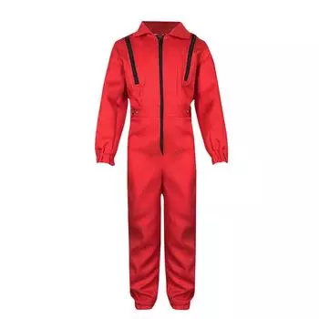 Детский повседневный рабочий костюм на молнии с капюшоном, костюм для косплея, комбинезон 110 красный