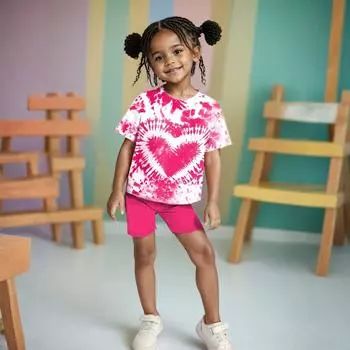 Детский повседневный стильный комплект из двух предметов с расклешенными леггинсами 1-2Y горячий розовый