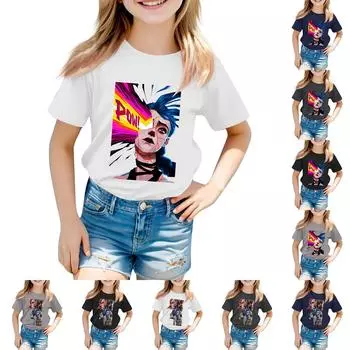 Детский повседневный топ с круглым вырезом и короткими рукавами 100 бежевый