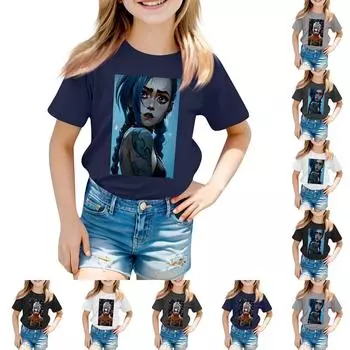 Детский повседневный топ с круглым вырезом и короткими рукавами 100 бежевый