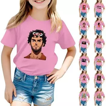 Детский повседневный топ с круглым вырезом и короткими рукавами 100 чёрный