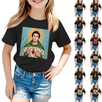 Детский повседневный топ с круглым вырезом и короткими рукавами 100 чёрный