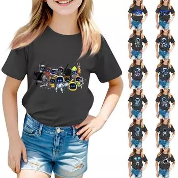 Детский повседневный топ с круглым вырезом и короткими рукавами 150 зелёный