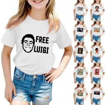 Детский повседневный топ с круглым вырезом и короткими рукавами 100 коричневый