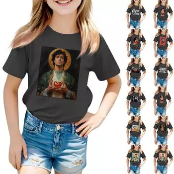 Детский повседневный топ с круглым вырезом и короткими рукавами 100 синий