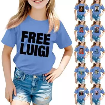 Детский повседневный топ с круглым вырезом и короткими рукавами 110 шафрановый