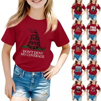 Детский повседневный топ с круглым вырезом и короткими рукавами 130