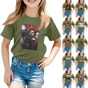 Детский повседневный топ с круглым вырезом и короткими рукавами 100 чёрный