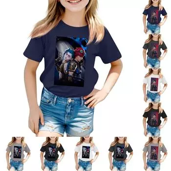 Детский повседневный топ с круглым вырезом и короткими рукавами 100 бежевый