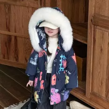 Детский повседневный утолщенный пуховик, зимнее модное теплое пальто для девочек