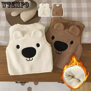Детский повседневный жилет для мальчиков и девочек на осень и зиму, толстый плюшевый жилет для малышей, зимняя одежда, детский жилет 73