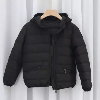 Детский пух 2024 зима новый малыш 90 белый утиный пух иностранный стиль с капюшоном для мальчиков и девочек легкий и портативный 110cm розовый