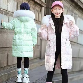 Детский пуховик, новинка 2023 года, хлопковая куртка, утепленная плюшевая удобная куртка для девочек 120 розовый