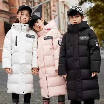 Детский пуховик, новинка 2023, утолщенная зимняя куртка 120 розовый