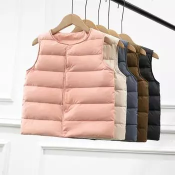 Детский пуховик, жилет, куртка для мальчиков, детская одежда для малышей, детский зимний жилет, короткая модная универсальная подстежка для девочек 100cm белый