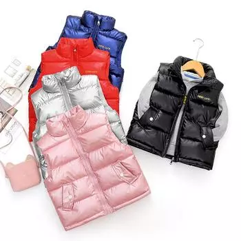 Детский пуховый хлопковый жилет для мальчиков и девочек, осенне-зимний жилет, зимняя одежда 170 белый