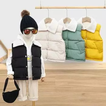 Детский пуховый хлопковый жилет для осени и зимы, утепленный жилет для маленьких и средних детей, для мальчиков и девочек 90cm белый