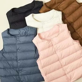 Детский пуховый жилет, легкий, однотонный, внутренняя одежда, верхняя одежда, осенне-зимняя, для мальчиков и девочек, для детей среднего и большого возраста, детская подкладка 100cm чёрный