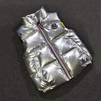 Детский пуховый жилет, зимний повседневный утепленный жилет для мальчиков и девочек 100cm чёрный