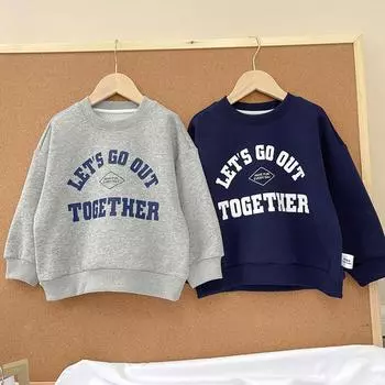 Детский пуловер для мальчиков с буквенным принтом и длинными рукавами 90