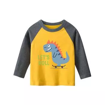 Детский пуловер, повседневная рубашка с круглым вырезом для мальчиков и девочек от 1 до 9 лет, детская футболка с длинными рукавами и принтом, весенне-осенний лоскутный цветной топ 90cm белый