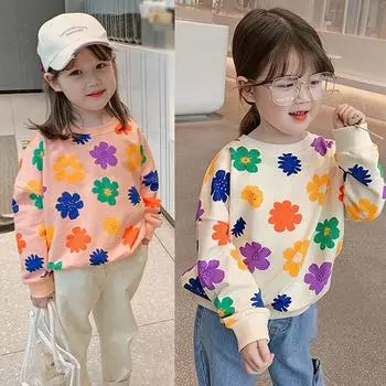 Детский пуловер с круглым вырезом для девочек, блузка с длинными рукавами 13