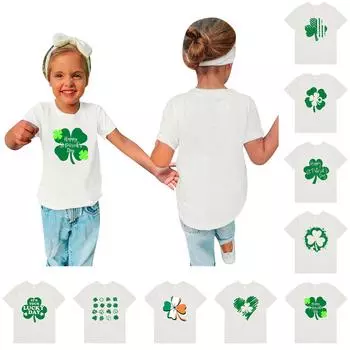 Детский пуловер с круглым вырезом и принтом, спортивная рубашка, весенний топ с короткими рукавами для мальчиков и девочек 100 армия зеленый